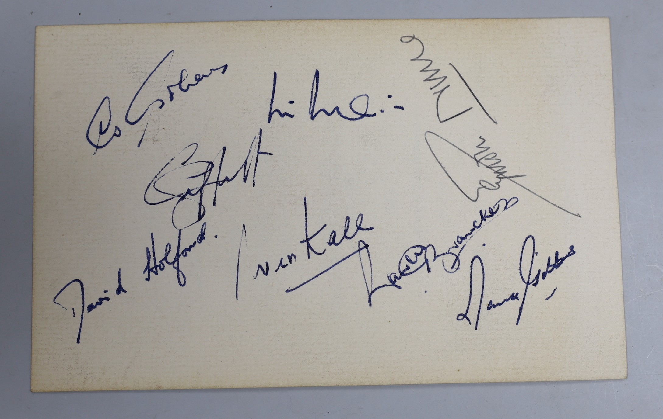 Autographs - Don Bradman and 1948 cricketers, golfers, tennis players and Carry On actors, Sean Connery etc.